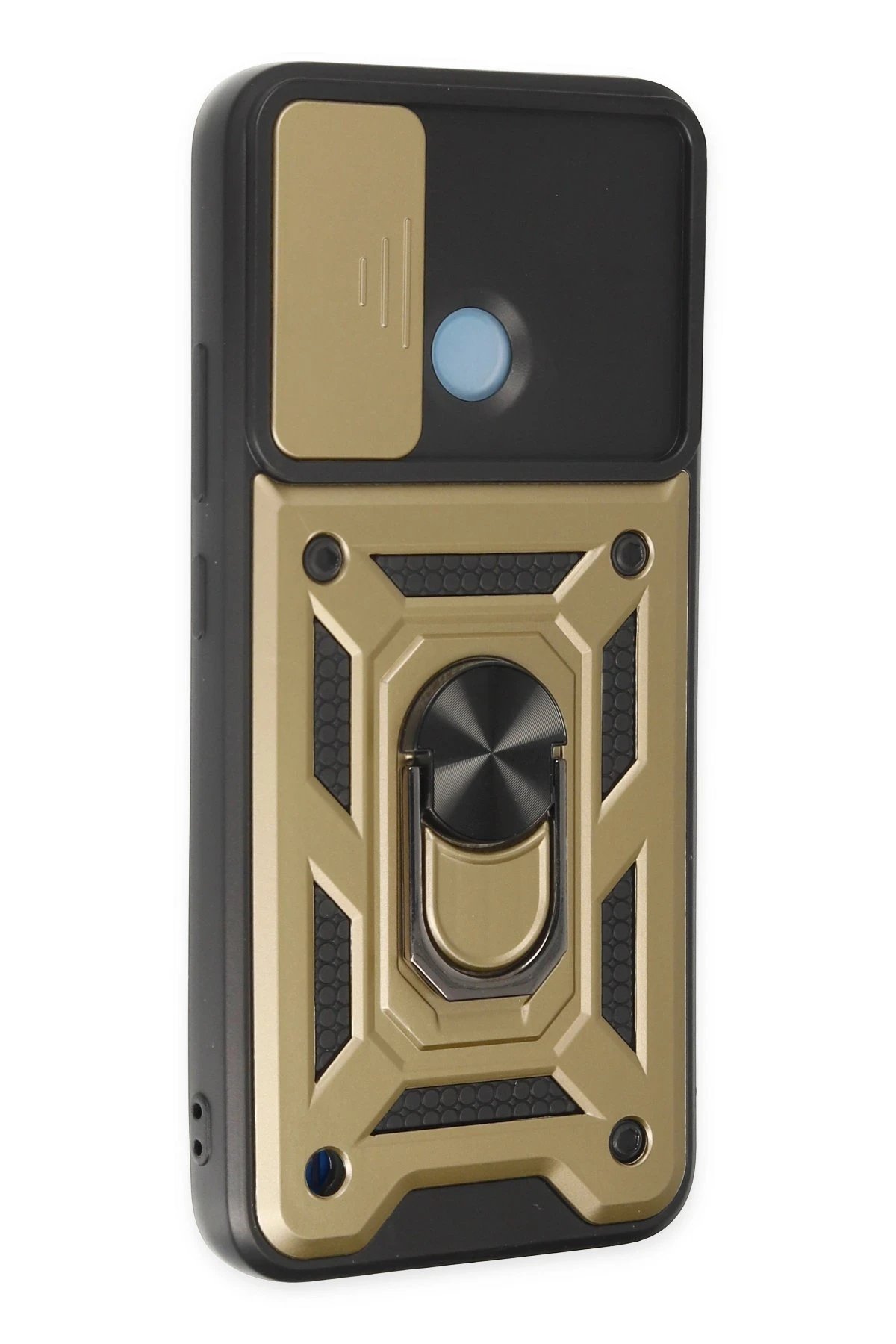 Realme C25Y Kılıf Pars Lens Yüzüklü Silikon - Gold-(5796) - Görsel 2