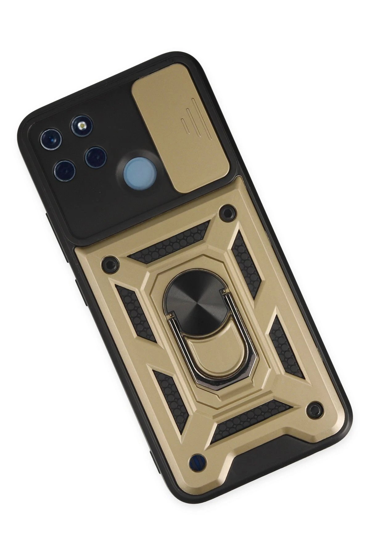 Realme C25Y Kılıf Pars Lens Yüzüklü Silikon - Gold-(5796) - Görsel 3