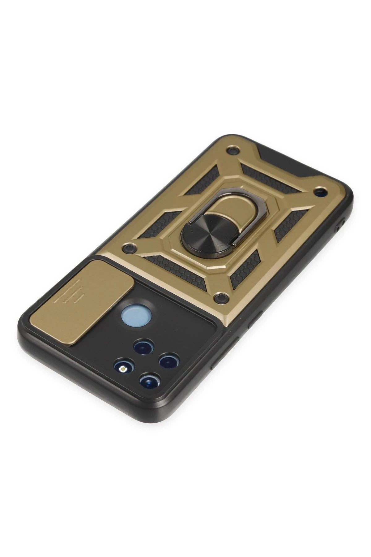 Realme C25Y Kılıf Pars Lens Yüzüklü Silikon - Gold-(5796) - Görsel 4