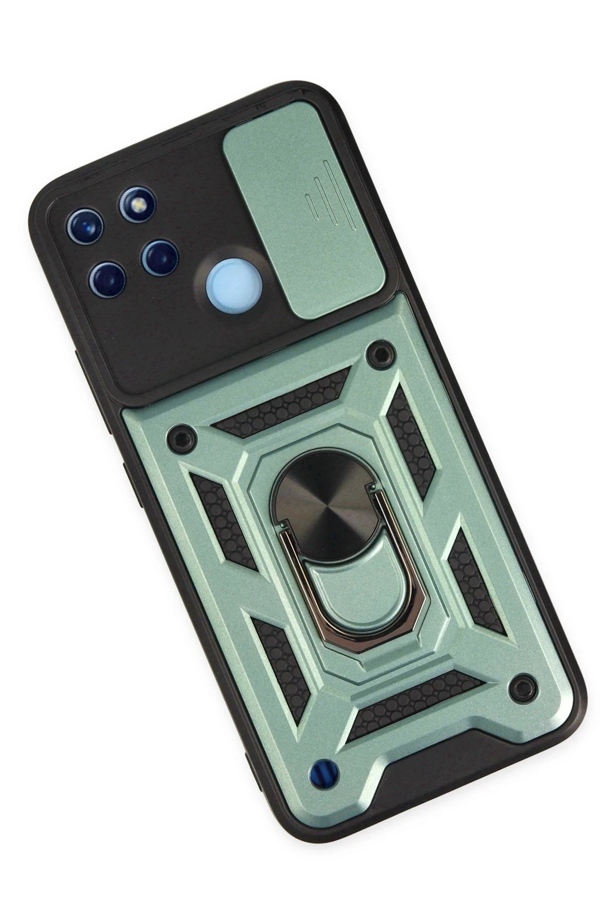 Realme C25Y Kılıf Pars Lens Yüzüklü Silikon - Yeşil-(5796) - Görsel 3