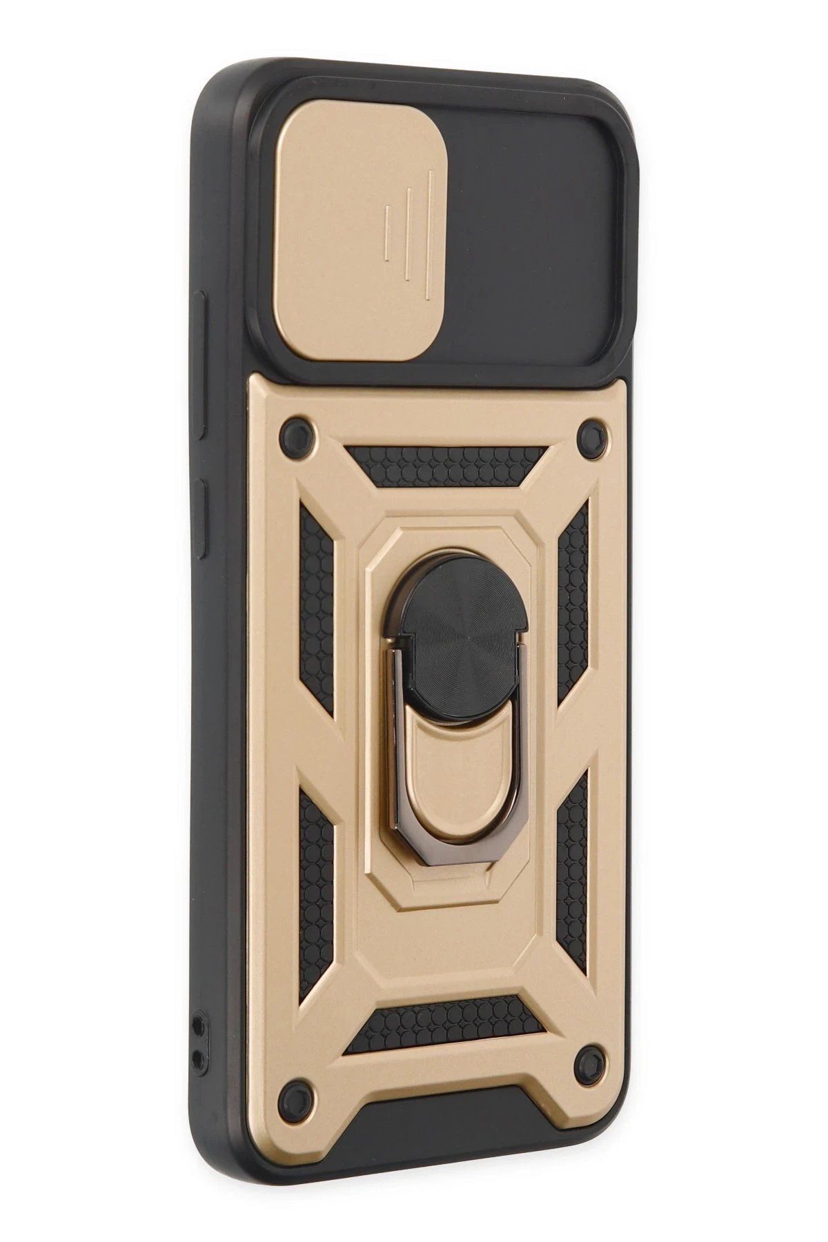 Samsung Galaxy A03 Kılıf Pars Lens Yüzüklü Silikon - Gold-(5796) - Görsel 2