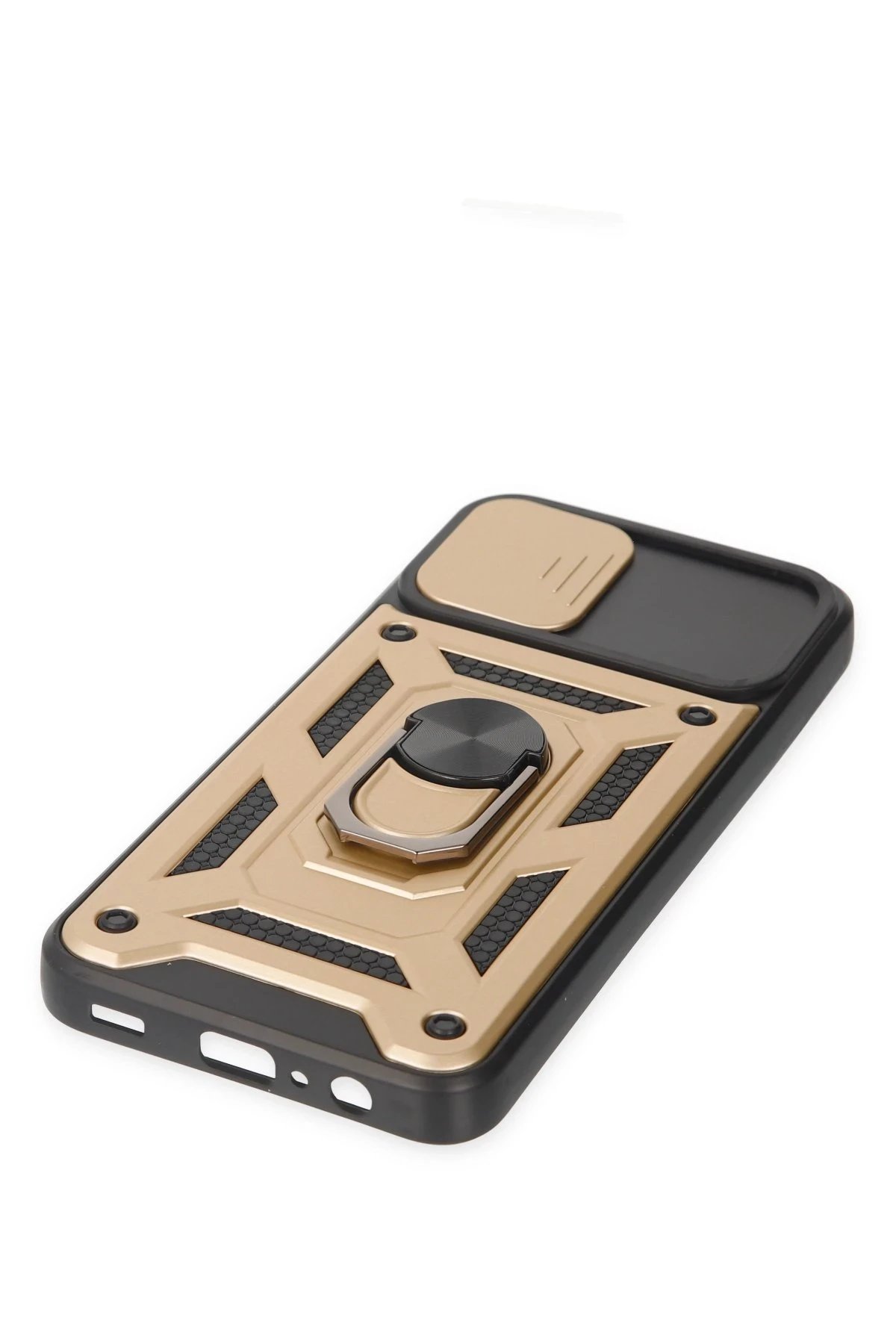 Samsung Galaxy A03 Kılıf Pars Lens Yüzüklü Silikon - Gold-(5796) - Görsel 4