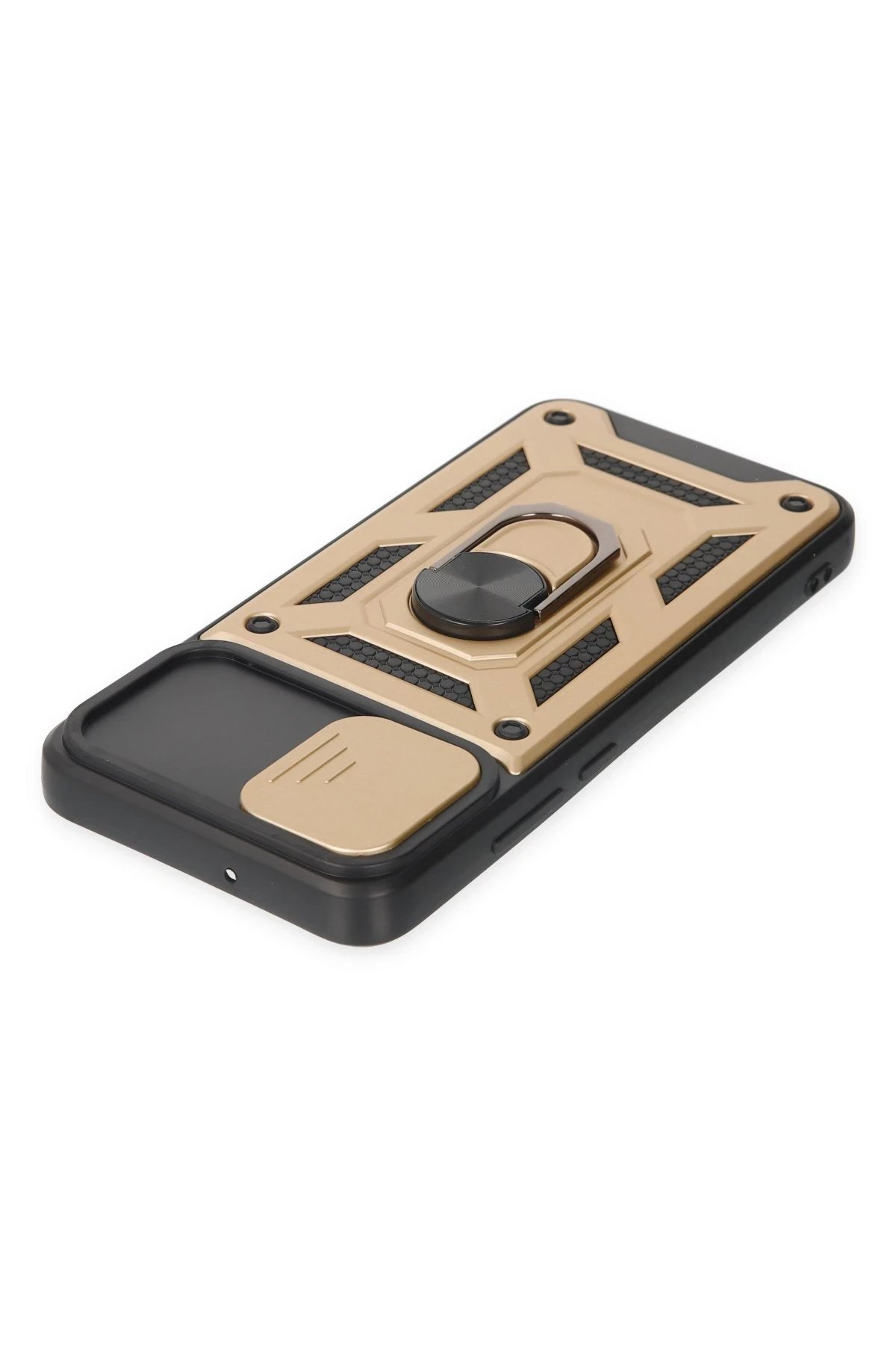 Samsung Galaxy A03 Kılıf Pars Lens Yüzüklü Silikon - Gold-(5796) - Görsel 5