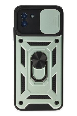 Samsung Galaxy A03 Kılıf Pars Lens Yüzüklü Silikon - Yeşil-(5796)