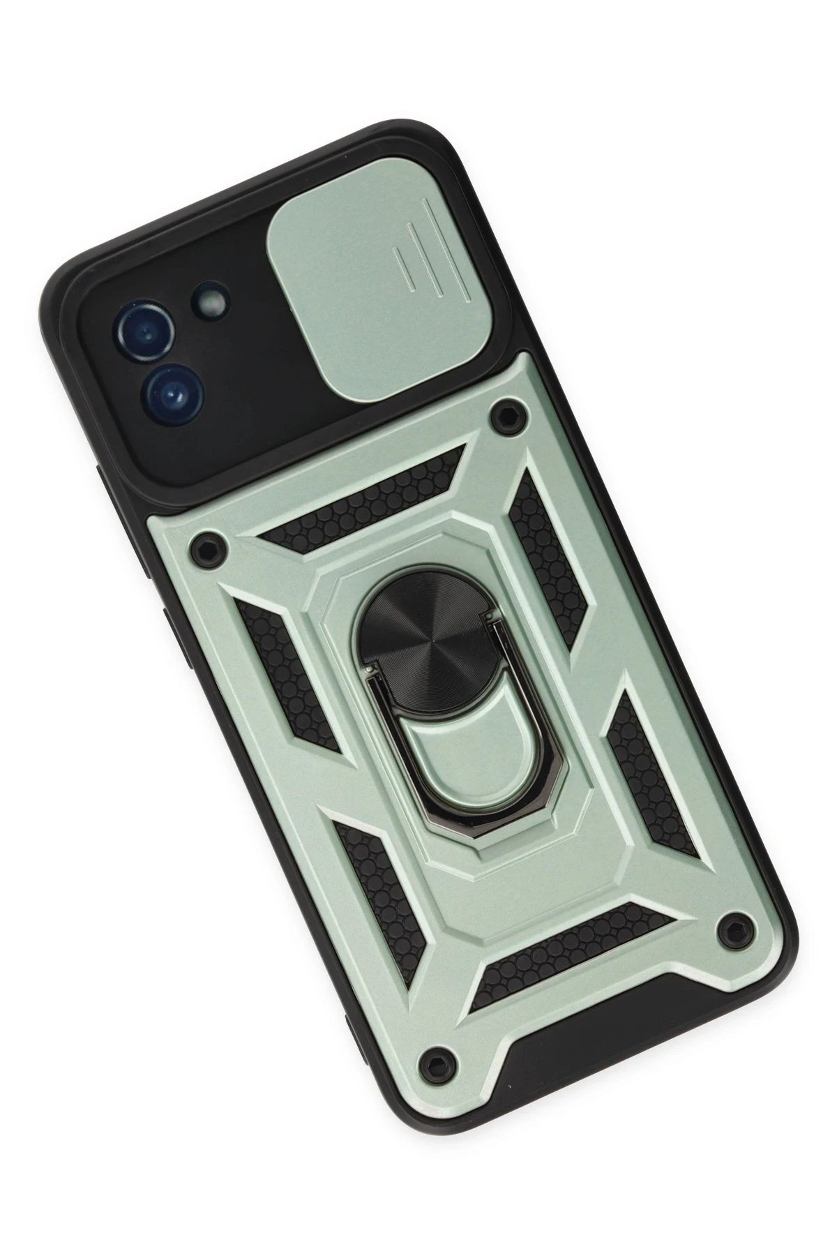 Samsung Galaxy A03 Kılıf Pars Lens Yüzüklü Silikon - Yeşil-(5796) - Görsel 3