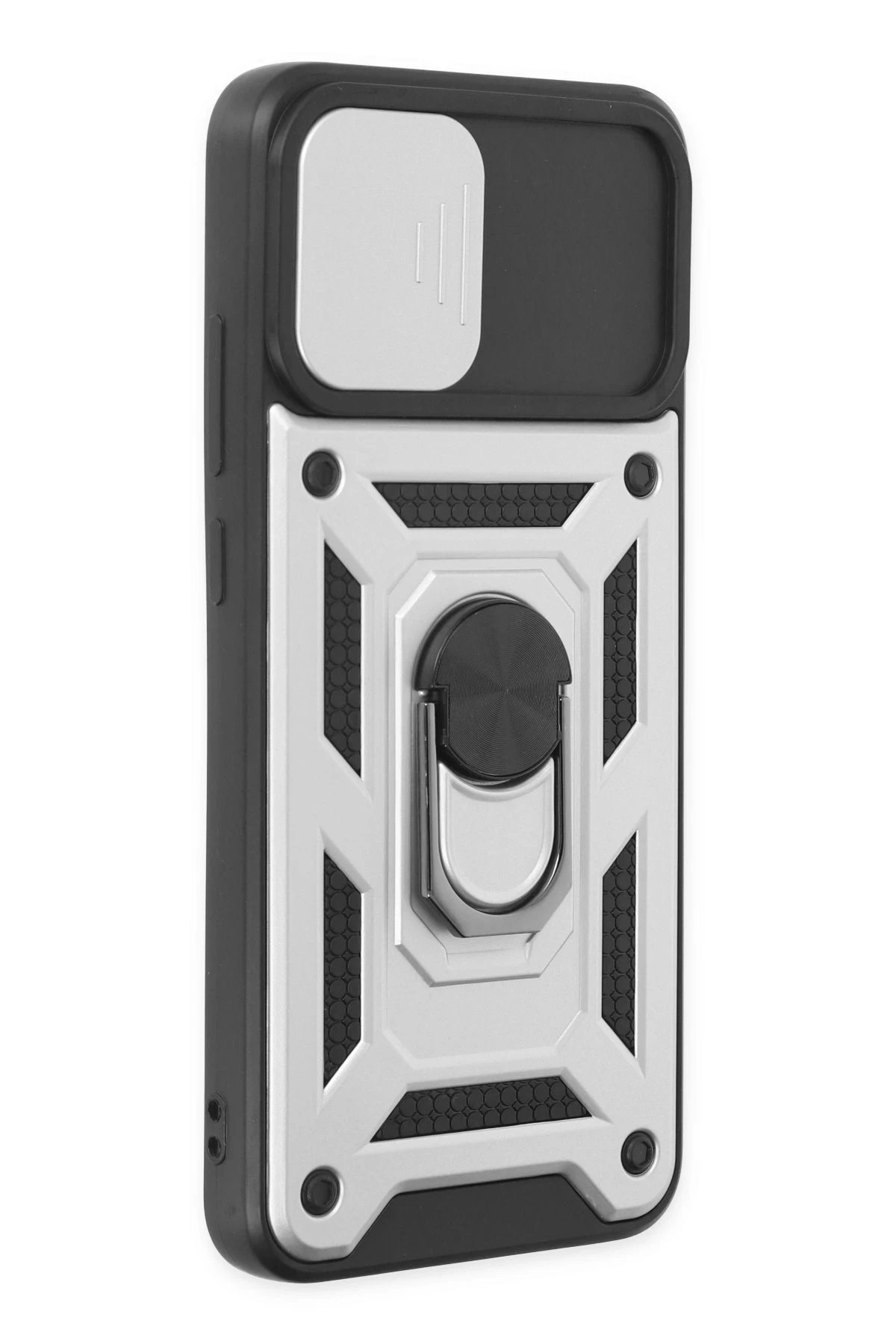 Samsung Galaxy A03 Kılıf Pars Lens Yüzüklü Silikon - Gümüş-(5796) - Görsel 2