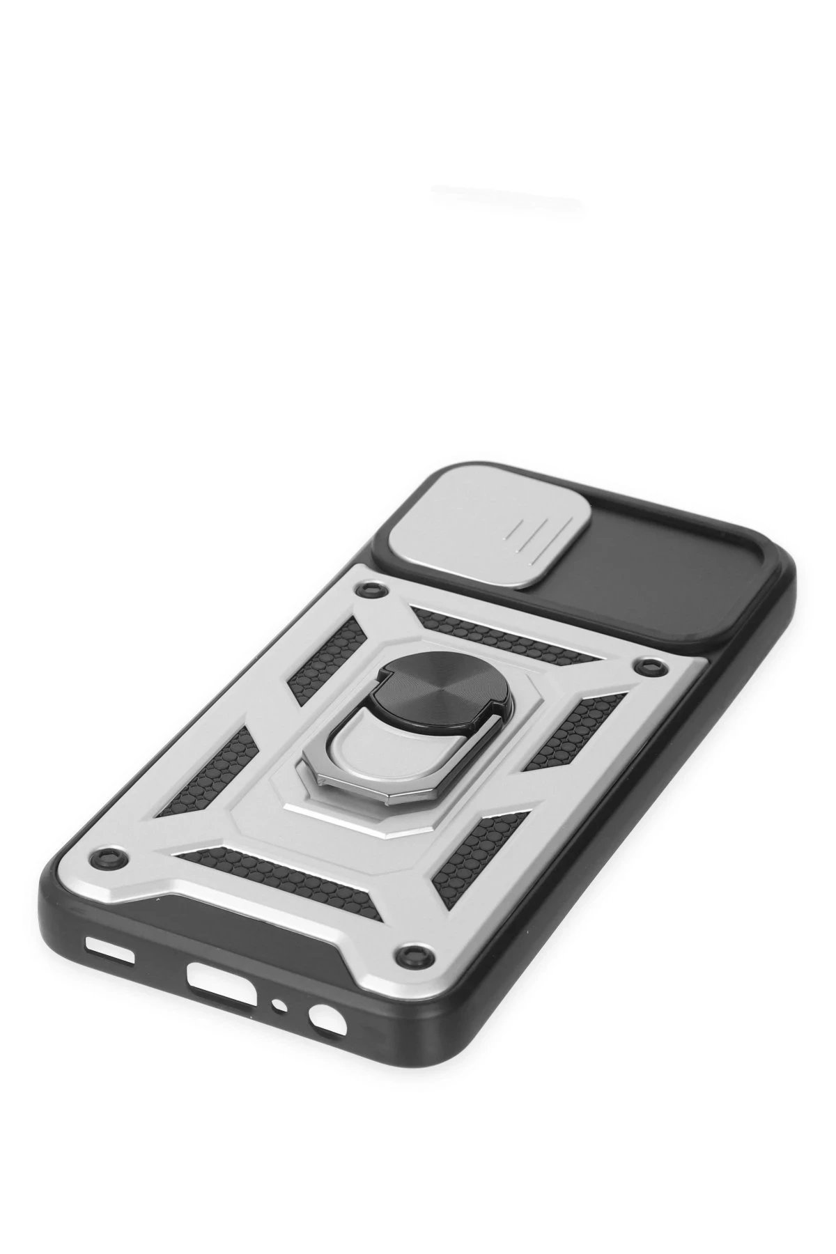 Samsung Galaxy A03 Kılıf Pars Lens Yüzüklü Silikon - Gümüş-(5796) - Görsel 4