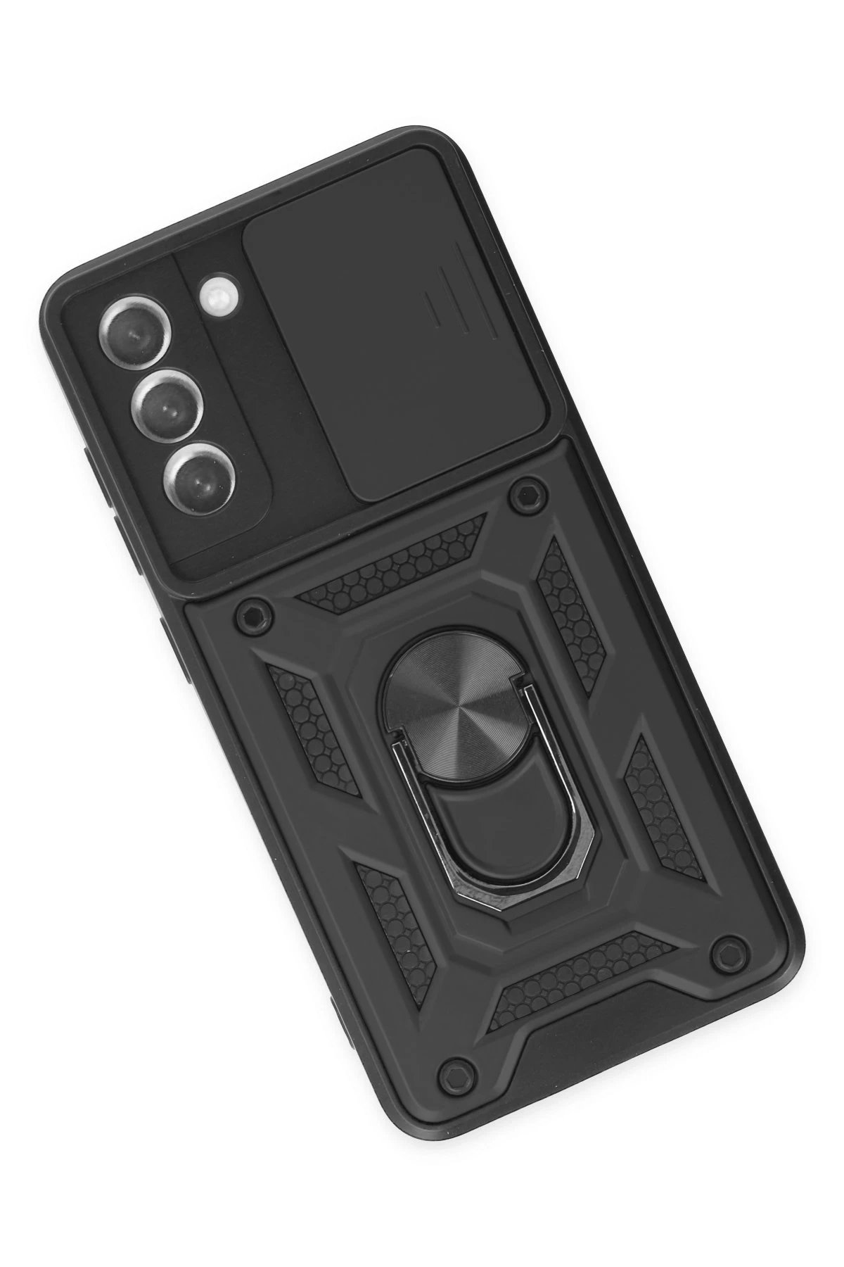 Samsung Galaxy S21 FE Kılıf Pars Lens Yüzüklü Silikon - Siyah-(5796) - Görsel 3