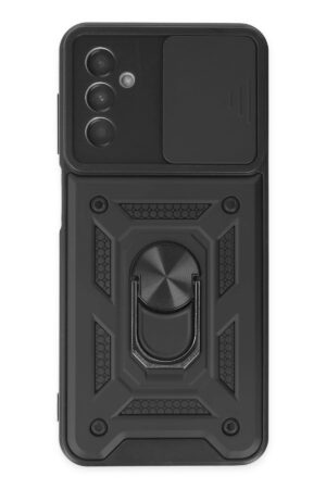 Samsung Galaxy A04S Kılıf Pars Lens Yüzüklü Silikon - Siyah-(5796)