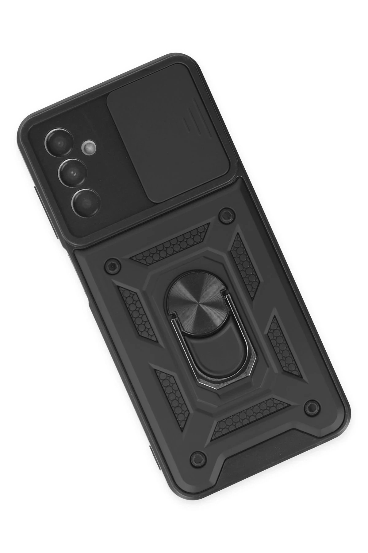 Samsung Galaxy A04S Kılıf Pars Lens Yüzüklü Silikon - Siyah-(5796) - Görsel 3