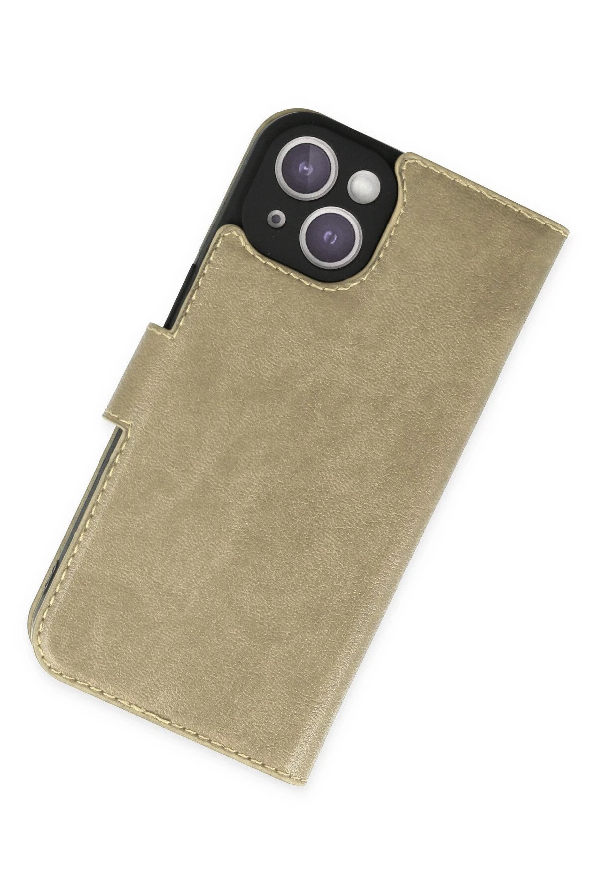 iPhone 14 Plus Kılıf Trend S Plus Kapaklı Kılıf - Gold-(5796) - Görsel 2