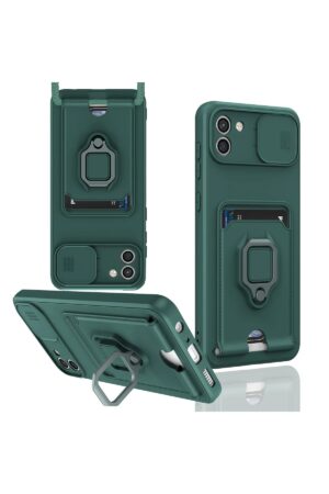 Samsung Galaxy A03 Kılıf Zuma Kartvizitli Yüzüklü Silikon - Yeşil-(5796)