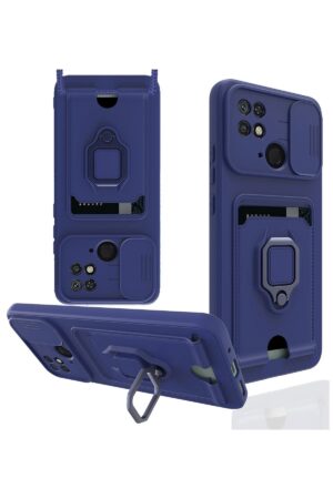 Xiaomi Redmi 10C Kılıf Zuma Kartvizitli Yüzüklü Silikon - Lacivert-(5796)