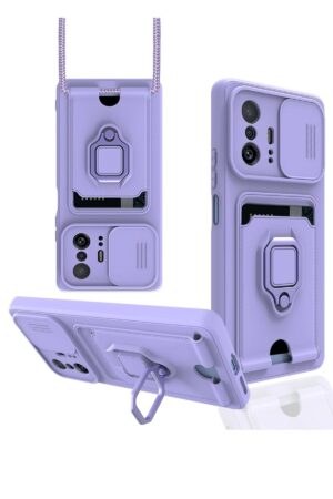 Xiaomi Mi 11T Pro Kılıf Zuma Kartvizitli Yüzüklü Silikon - Lila-(5796)