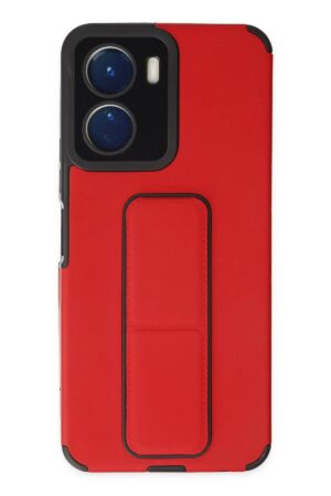 Vivo Y16 Kılıf Mega Standlı Silikon - Kırmızı-(5796)