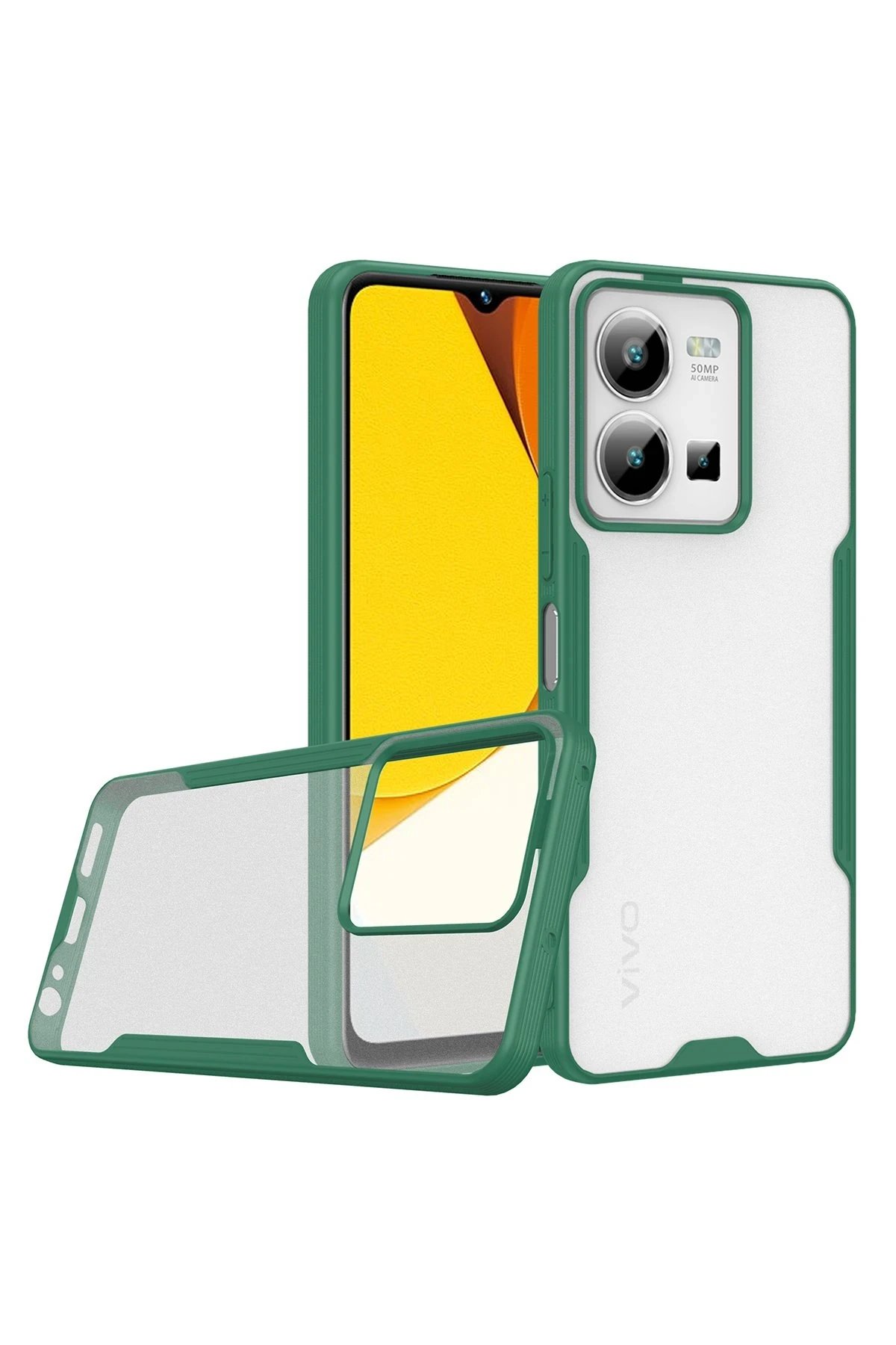 Vivo Y35 Kılıf Platin Silikon - Yeşil-(5796)