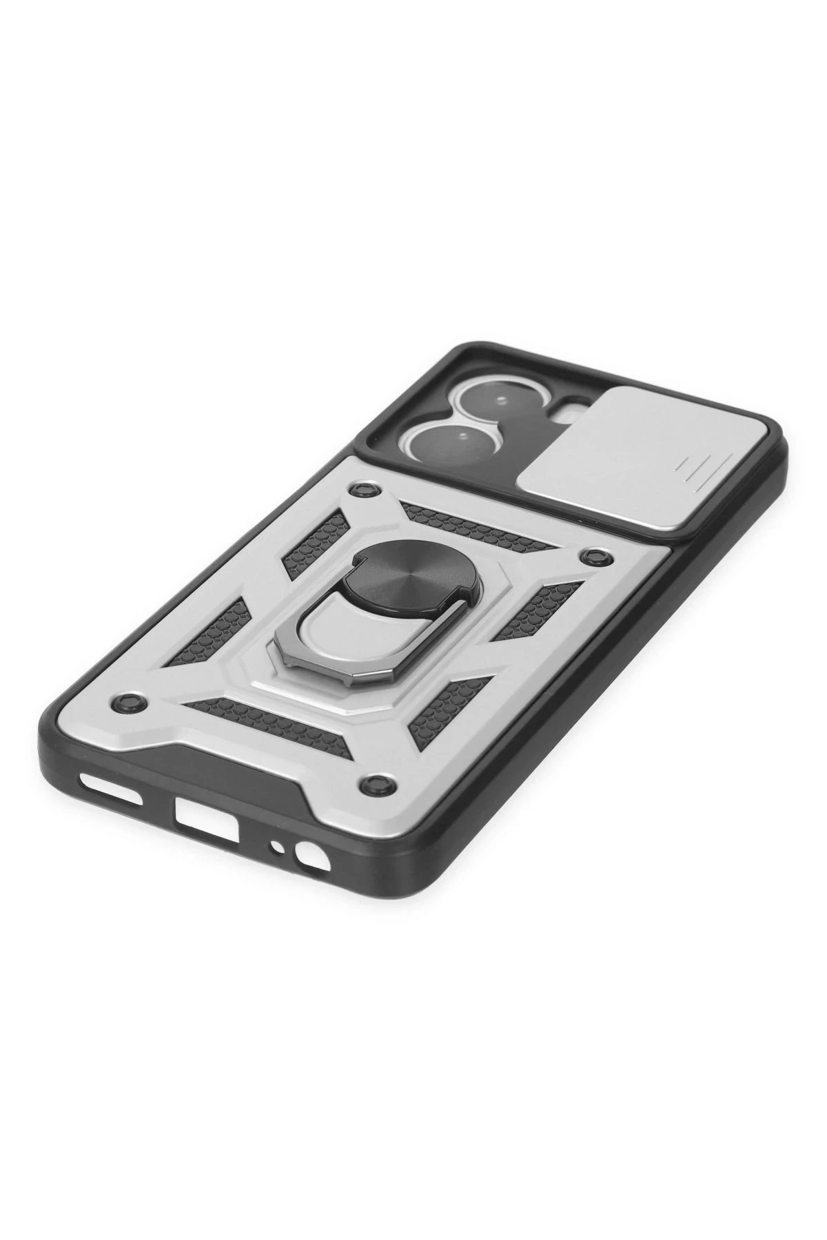 Vivo Y16 Kılıf Pars Lens Yüzüklü Silikon - Gümüş-(5796) - Görsel 4