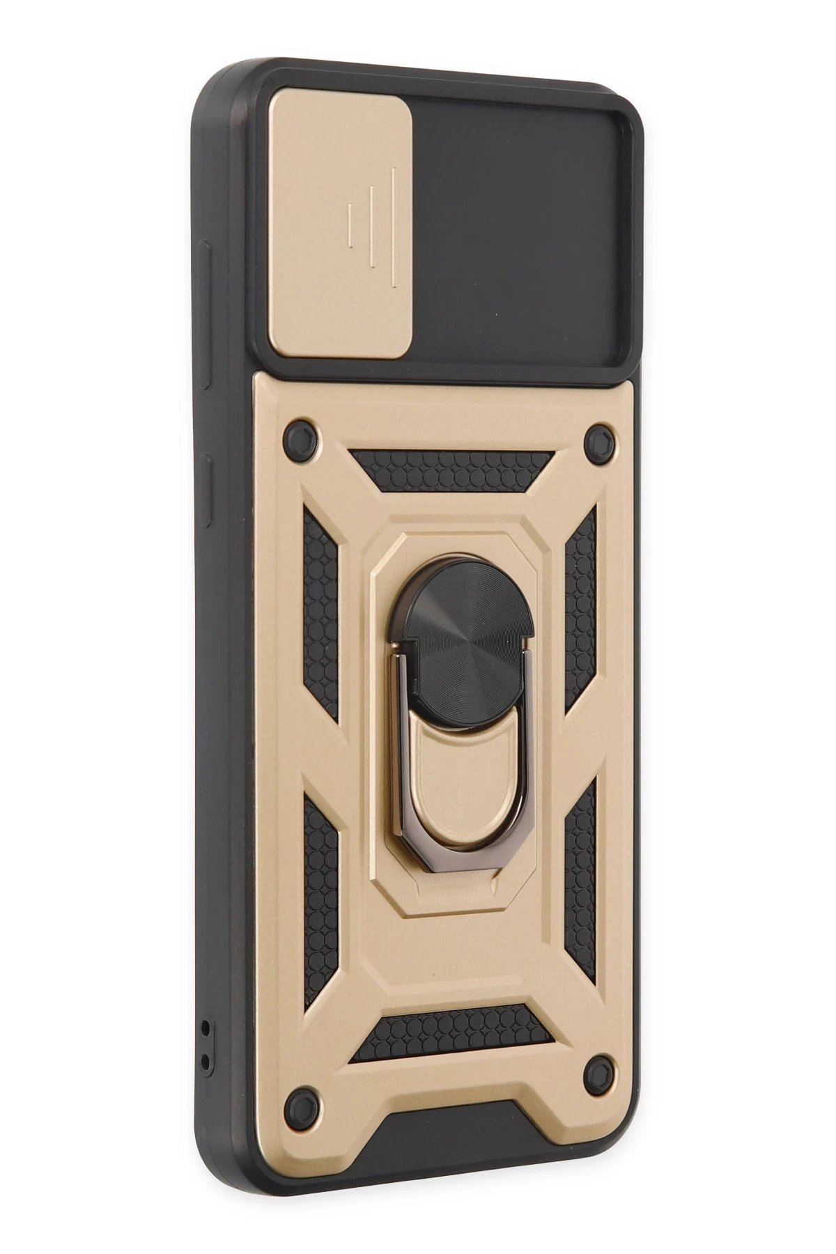 Samsung Galaxy A04 Kılıf Pars Lens Yüzüklü Silikon - Gold-(5796) - Görsel 2