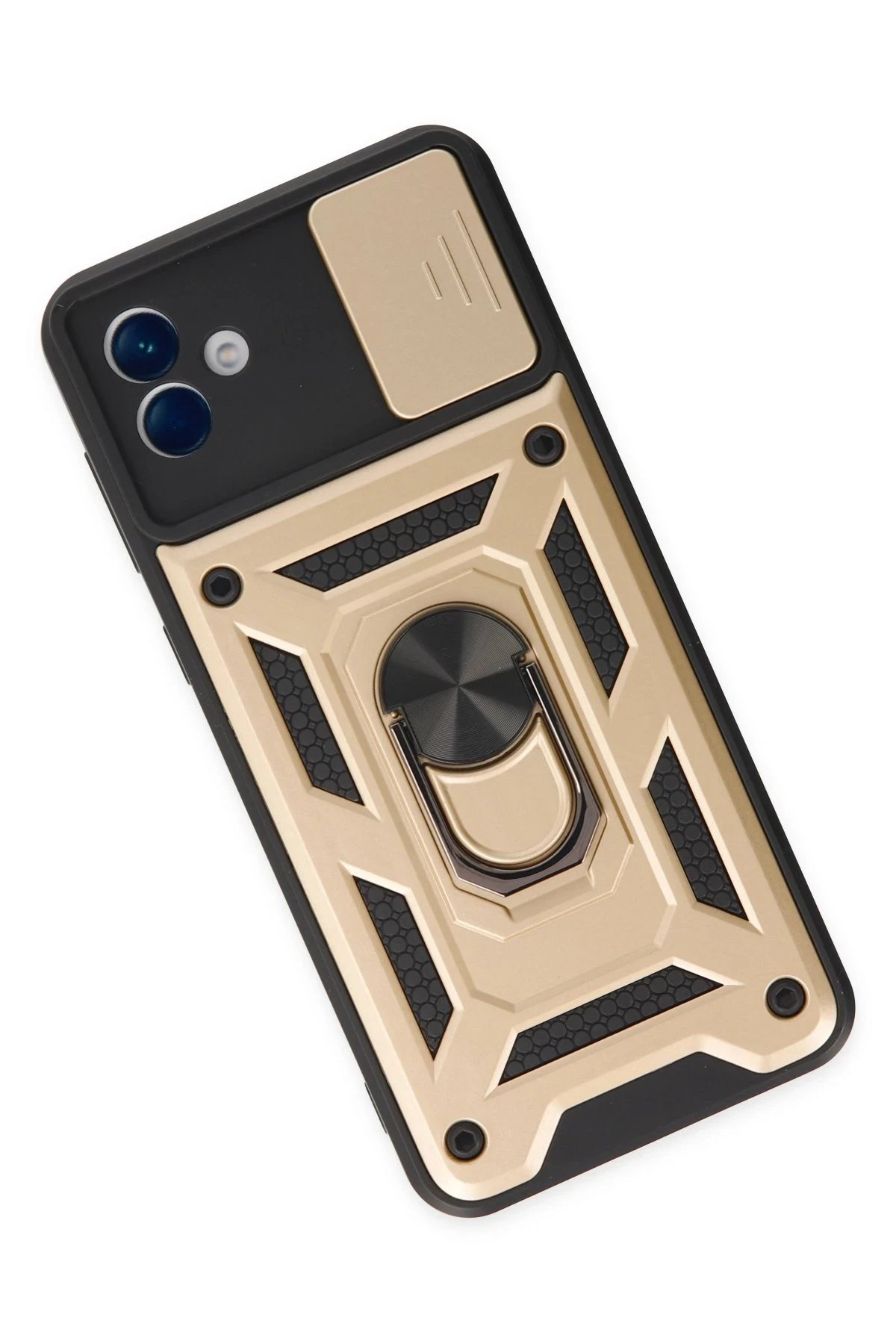 Samsung Galaxy A04 Kılıf Pars Lens Yüzüklü Silikon - Gold-(5796) - Görsel 3