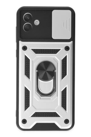 Samsung Galaxy A04 Kılıf Pars Lens Yüzüklü Silikon - Gümüş-(5796)