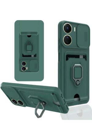 Vivo Y16 Kılıf Zuma Kartvizitli Yüzüklü Silikon - Yeşil-(5796)