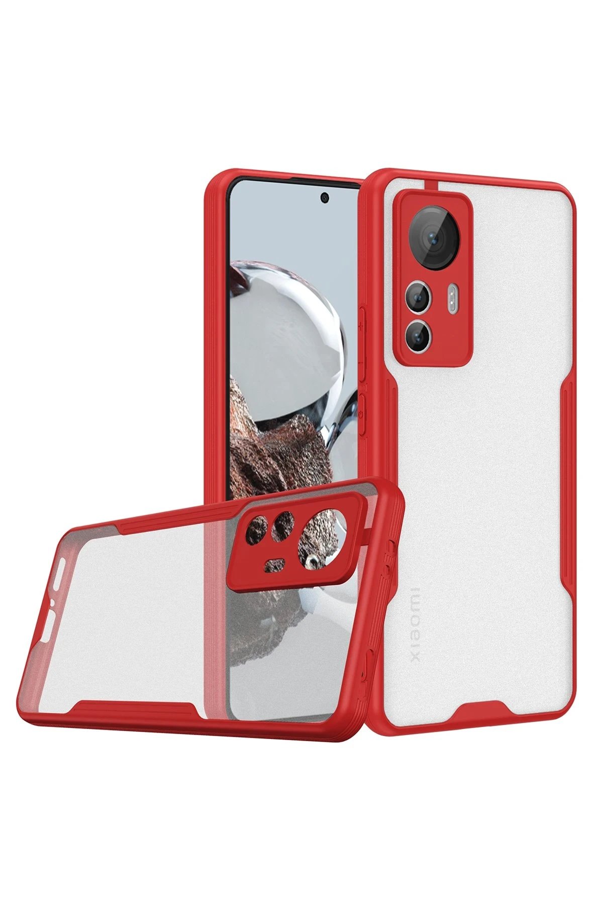 Xiaomi Mi 12T Kılıf Platin Silikon - Kırmızı-(5796)