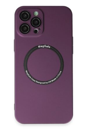 iPhone 12 Pro Kılıf Jack Magneticsafe Lens Silikon - Mürdüm-(5796)