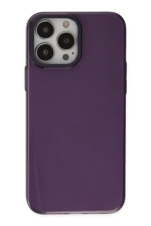 iPhone 13 Pro Max Kılıf Anka PC Sert Metal Kapak - Mor-(5796)