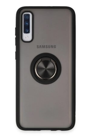 Samsung Galaxy A70 Kılıf Montreal Yüzüklü Silikon Kapak - Siyah-(5796)