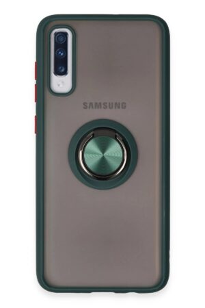 Samsung Galaxy A70 Kılıf Montreal Yüzüklü Silikon Kapak - Yeşil-(5796)