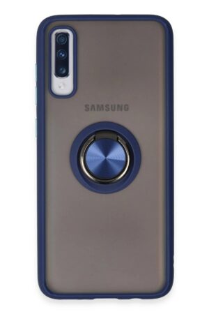 Samsung Galaxy A70 Kılıf Montreal Yüzüklü Silikon Kapak - Lacivert-(5796)