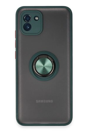 Samsung Galaxy A03 Kılıf Montreal Yüzüklü Silikon Kapak - Yeşil-(5796)