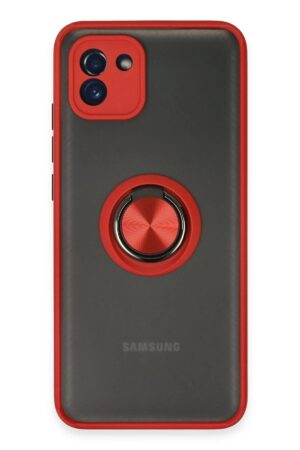 Samsung Galaxy A03 Kılıf Montreal Yüzüklü Silikon Kapak - Kırmızı-(5796)