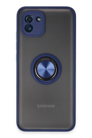 Samsung Galaxy A03 Kılıf Montreal Yüzüklü Silikon Kapak - Lacivert-(5796)