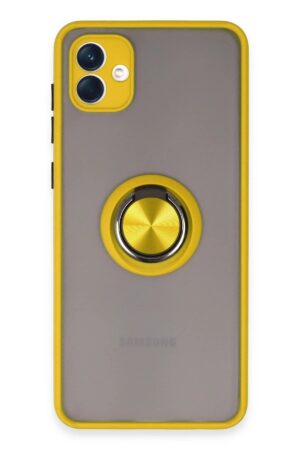 Samsung Galaxy A04 Kılıf Montreal Yüzüklü Silikon Kapak - Sarı-(5796)