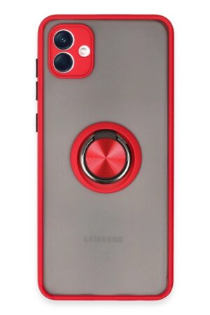Samsung Galaxy A04 Kılıf Montreal Yüzüklü Silikon Kapak - Kırmızı-(5796)