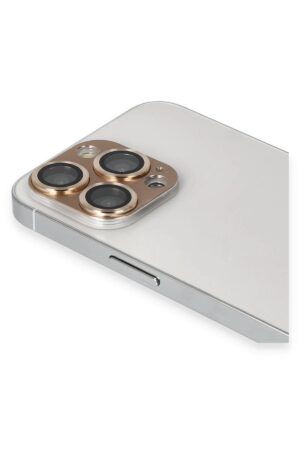 iPhone 13 Pro Max Pers Alüminyum Kamera Lens - Gold-(5796)