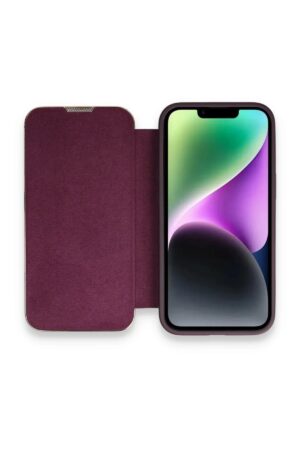 iPhone 13 Pro Max Kılıf Dolpin Kapaklı - Derin Mor-(5796)