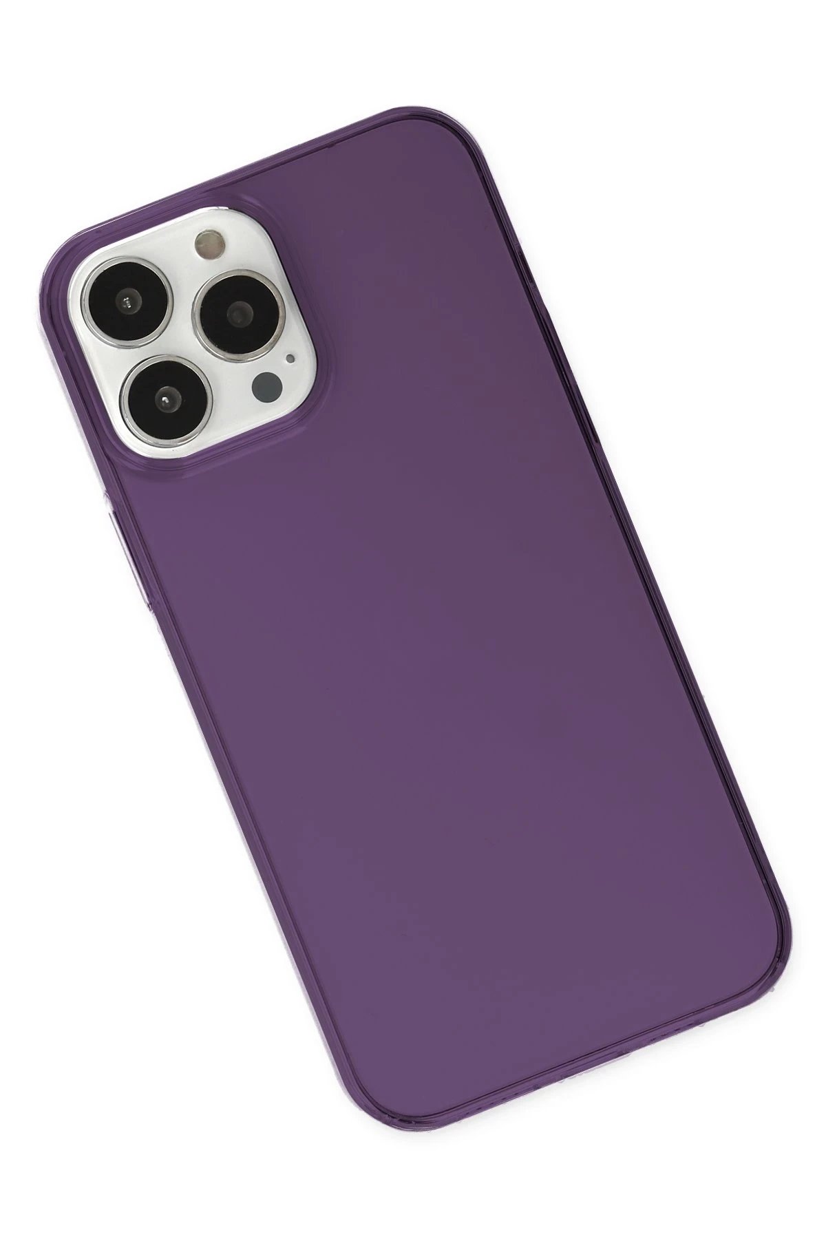 iPhone 14 Pro Max Kılıf Pc Sert Şeffaf Kapak - Mor-(5796) - Görsel 3