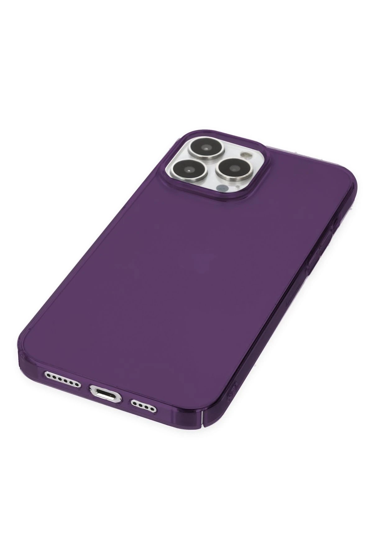 iPhone 14 Pro Max Kılıf Pc Sert Şeffaf Kapak - Mor-(5796) - Görsel 4