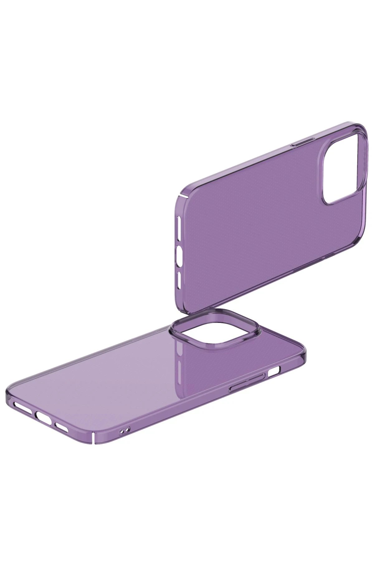 iPhone 14 Pro Max Kılıf Pc Sert Şeffaf Kapak - Mor-(5796) - Görsel 5