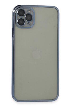 iPhone 11 Pro Max Kılıf Lensli Silikon - Açık Mavi-(5796)