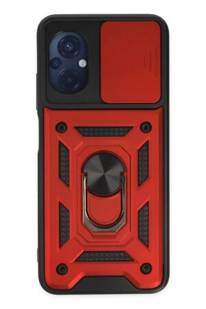 Xiaomi Poco M5 Kılıf Pars Lens Yüzüklü Silikon - Kırmızı-(5796)