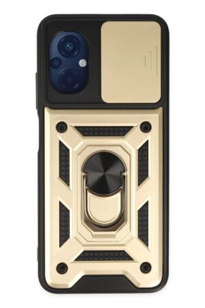 Xiaomi Poco M5 Kılıf Pars Lens Yüzüklü Silikon - Gold-(5796)