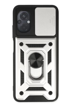 Xiaomi Poco M5 Kılıf Pars Lens Yüzüklü Silikon - Gümüş-(5796)