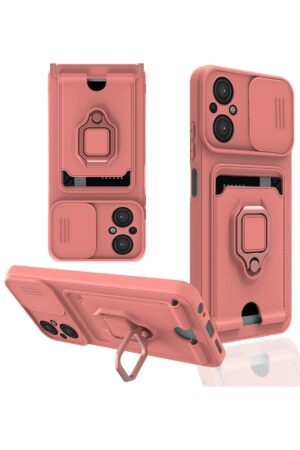 Xiaomi Poco M5 Kılıf Zuma Kartvizitli Yüzüklü Silikon - Pembe-(5796)