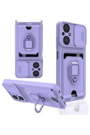 Xiaomi Poco M5 Kılıf Zuma Kartvizitli Yüzüklü Silikon - Lila-(5796)