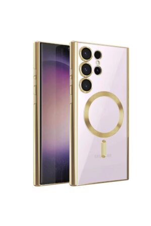 Samsung Galaxy S22 Ultra Kılıf Kross Magneticsafe Kapak - Gold-(5796)
