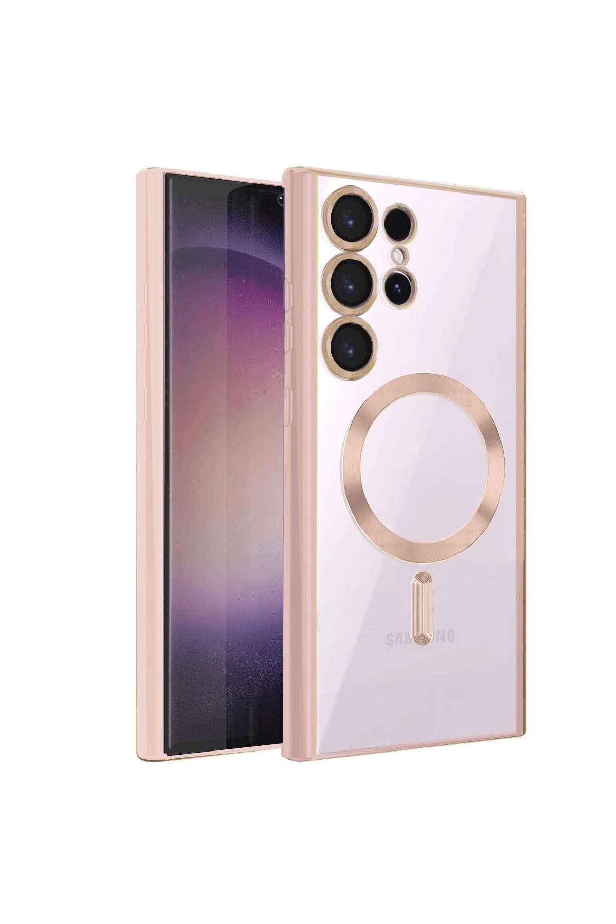 Samsung Galaxy S23 Ultra Kılıf Kross Magneticsafe Kapak - Rose-(5796)