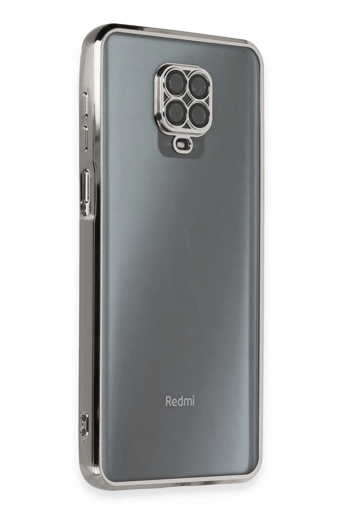 Xiaomi Redmi Note 9 Pro Kılıf Lensli Silikon - Gümüş-(5796)
